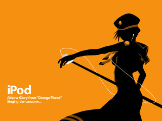 Woman hat stick orange sunset - an orange background free wallpaper