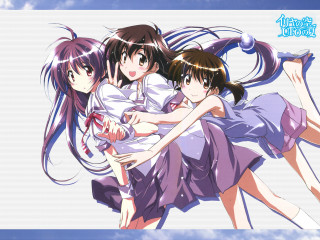 Three girls purple dresses hug - three girl free wallpaper