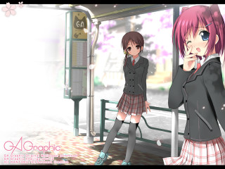 Ai mitsu schoolgirls blush blossoms - another girl free wallpaper