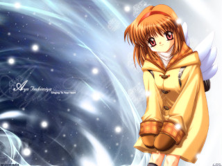 Angel wings yellow coat anime - her head free wallpaper