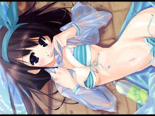 Woman blue white bikini holography - outfit free wallpaper