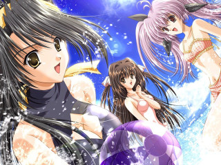 Anime girls beach bikinis fish - bikinis free wallpaper