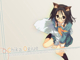 Anime girl cat ears glasses - aguri uchida free wallpaper