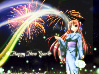 Fireworks starry sky kimono ayu - an anime drawing free wallpaper