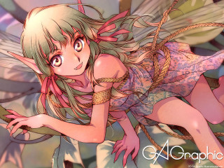 Fairy girl pink dress wings - her back free wallpaper