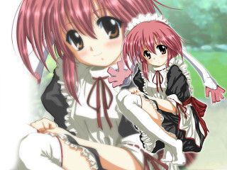 Anime girls field trees remodernism - a couple of anime girls sitting next free wallpaper