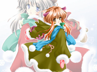 Christmas anime girls santa hat - aguri uchida free wallpaper
