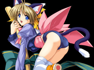 Cat costume anime illustration furry - her leg up free wallpaper for desktop