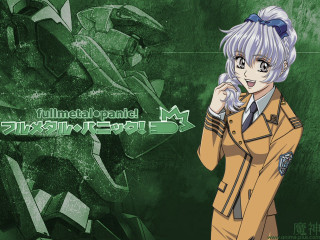 Anime girl yellow coat green - a green background free wallpaper