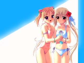 Ai mitsu anime girls bikinis - their back free wallpaper