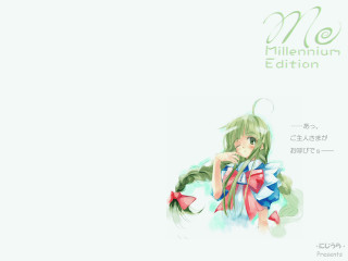 Girl bow green hair smile - net art free wallpaper