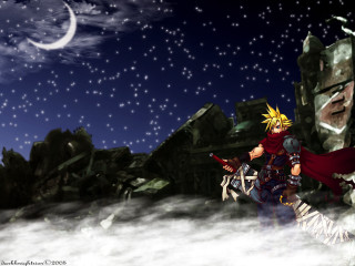 Cartoon sword moon cloud mountain - cloudy free wallpaper