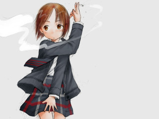 Girl schooluniform smoke blush browneyes - a girl in a school uniform holding free wallpaper