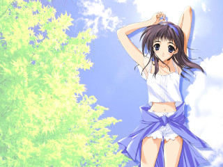 Chizuko yoshida anime girl outdoor - net art free wallpaper