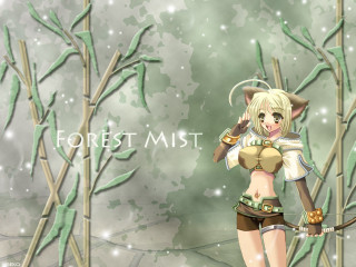 Girl bow hat mist forest - holding free wallpaper