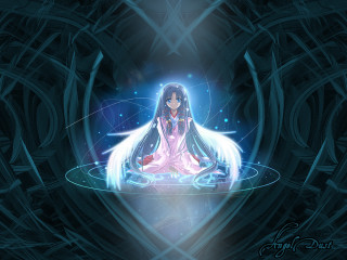 Woman circle glowing hair anime - a circle free wallpaper