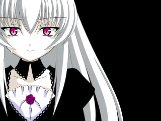 Anime girl white hair pink 3 - pink eye free wallpaper