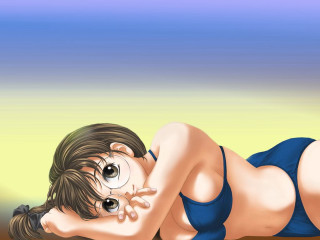 Cartoon girl blue bikini lying - a blue bikini free wallpaper