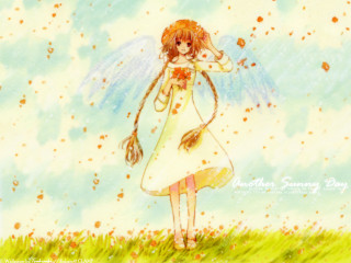Girl white dress flower blue - cloud behind her free wallpaper