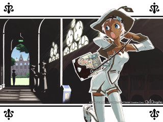 Cartoon woman white outfit gun - a cartoon of a woman free wallpaper