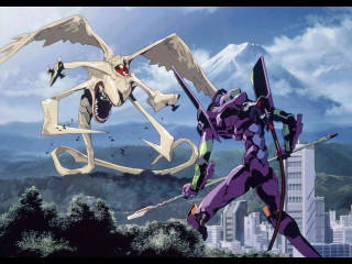 Flying robot city giant bird - its back end free wallpaper
