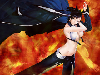 Woman sword flame fire armor - eizan kikukawa free wallpaper