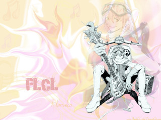 Girl guitar pink flower lyco - a drawing of a girl free wallpaper