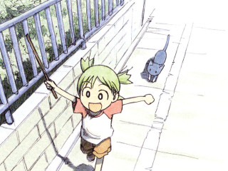 Child greenhair smiling outdoors neoexpressionism - a drawing of a person holding free wallpaper