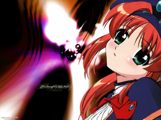 Anime girl redhair greeneyes purple - red hair free wallpaper