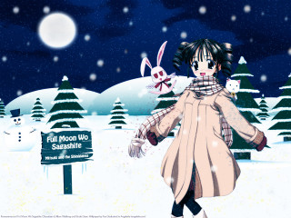 Girl coat rabbit ears snow - full free wallpaper