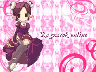 Girl purple dress pink swirl - a name free wallpaper