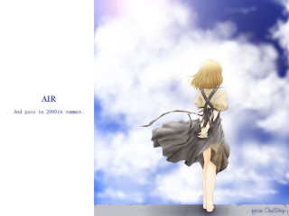 Woman dress sky clouds anime - the bottom right corner free wallpaper