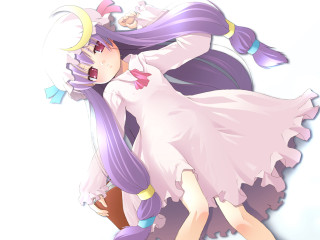Girl purple hair white dress - long purple hair free wallpaper