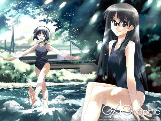 Girl water splashing manga nature - orphism free wallpaper