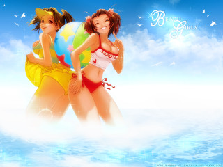 Two women bathing suits ocean - suit free wallpaper