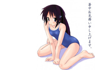 Aguri uchida blue swimsuit sitting - her head free wallpaper