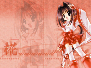 Anime girl red dress boot - her head free wallpaper