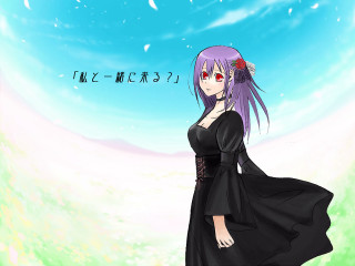 Gothic portrait blackdress flower blueSky - a black dress free wallpaper for desktop