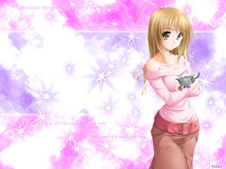 Girl pink shirt cat star - the background free wallpaper