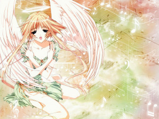 Angel wings music notes anime - music free wallpaper