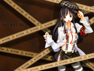 Girl hat blackhair caution tape - transgressive free wallpaper