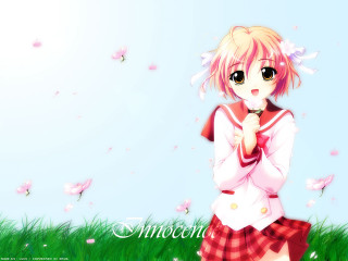 Girl flower field anime spring - her hair and a flower free wallpaper