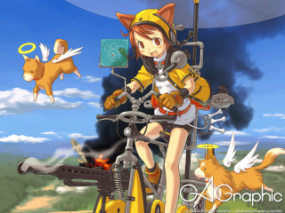 Girl bike cat dog animal - hint of yayoi kasuma free wallpaper