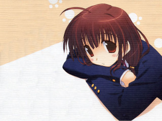 Anime girl long hair blue 13 - sōsaku hanga free wallpaper