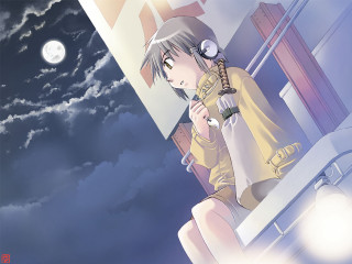 Girl sitting ledge moonlight headphones - a ledge free wallpaper