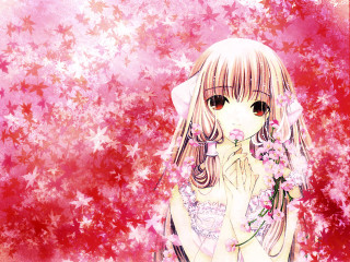 Girl long hair flowers star - sōsaku hanga free wallpaper