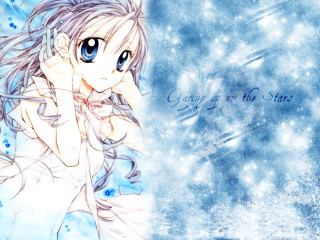 Anime girl long hair blue 5 - sots art free wallpaper