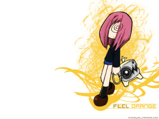 Cartoon girl pink hair holding - derf free wallpaper