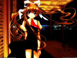 Girl long hair red shirt - black skirt free wallpaper
