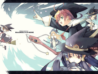 Anime witches brooms magic fantasy - fantasy magic free wallpaper